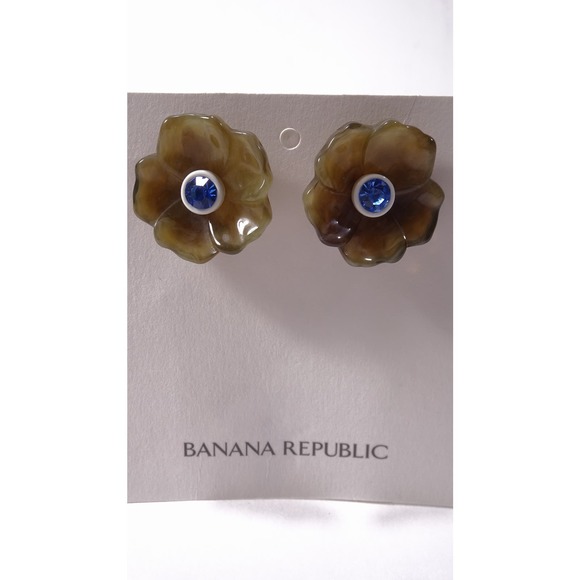 Banana Republic Women's Lucite RESIN FLOWER STUD EARRINGS NWT 48 Tortoise - Picture 10 of 12